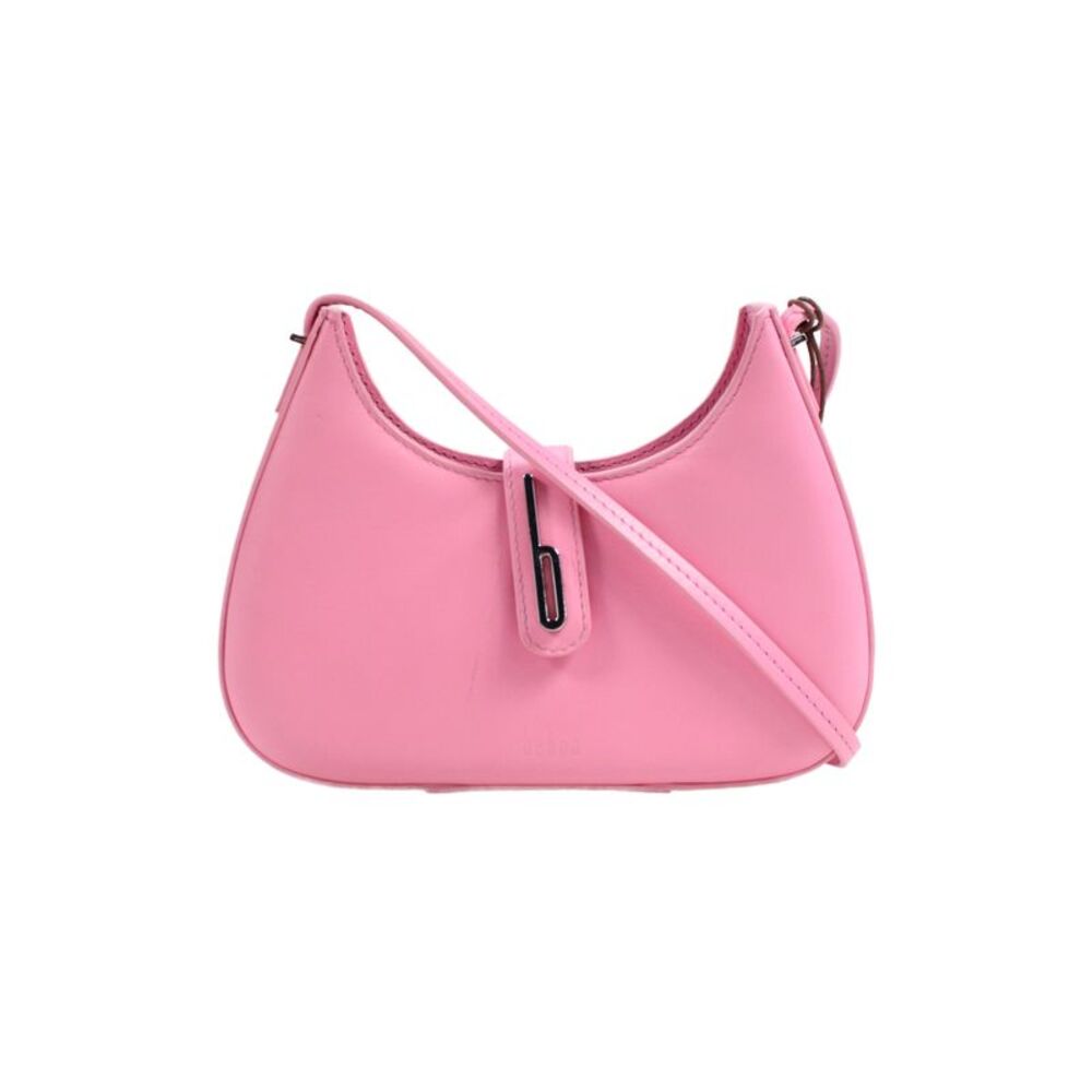 Behno Womens Leather Buckled Strapped Shoulder Handbag Gum Pink
